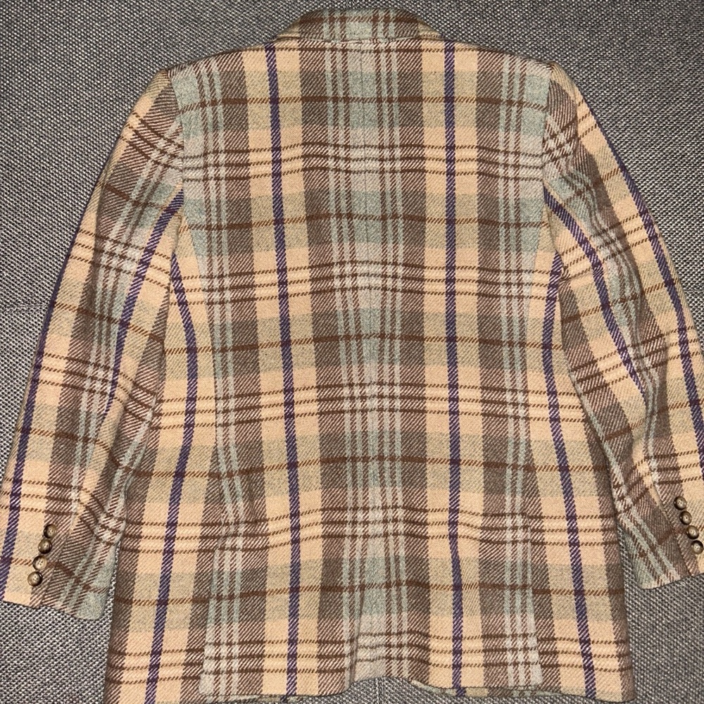 Polo Ralph Lauren Wool Blend Brown Plaid Peacoat Blazer Large - Picture 6 of 8